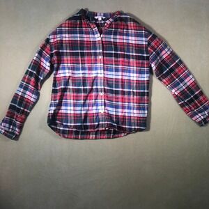 L.L. Bean Signature Flannel Shirt Men S Red Blue Plaid Long Sleeve Button Down